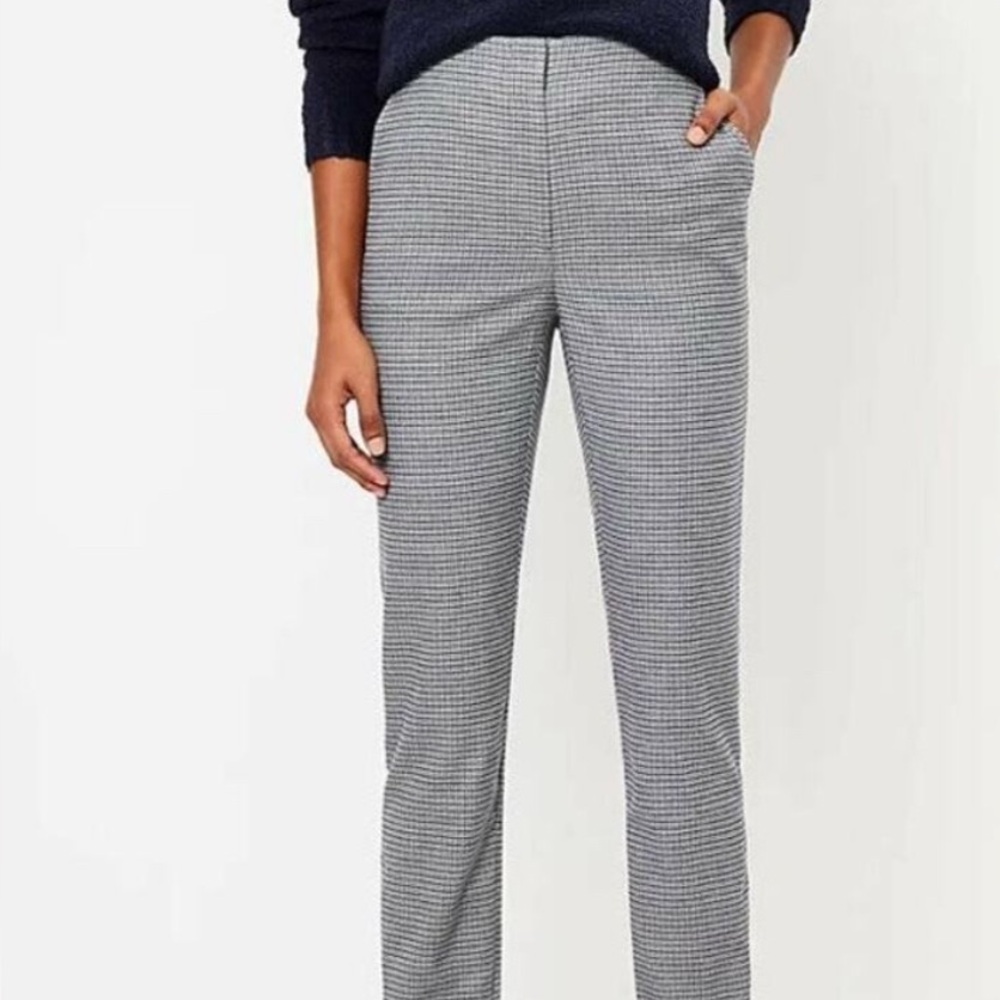 LOFT Houndstooth Slim Ankle Pants Black White Check Trousers - Size‎ 12T